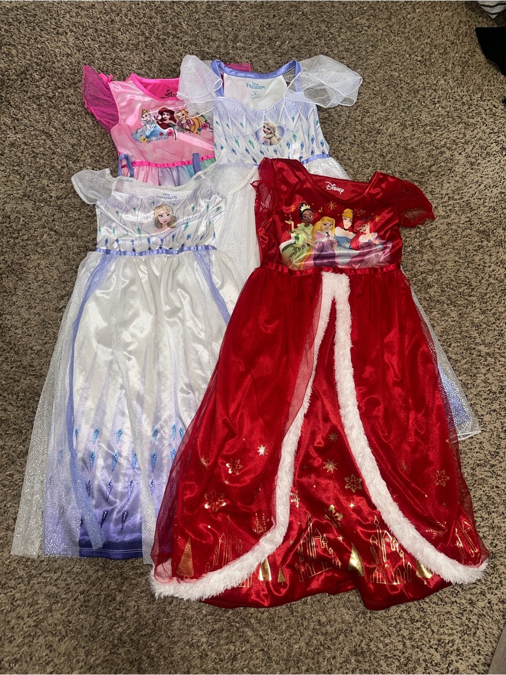 Disney Princess Night Gowns Dress Lot of 4, Crossplay/ Halloween Costumes Size 8